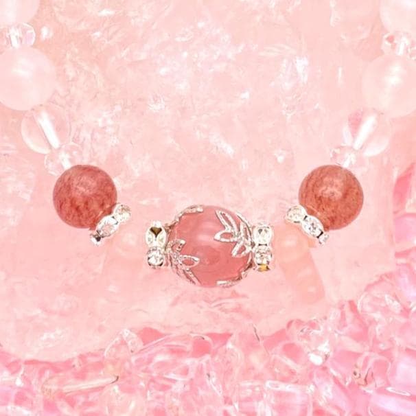 魅力up♡プチ占い付き♡高品質AAAA天然石ブレスレット♡ディープローズクォーツ
