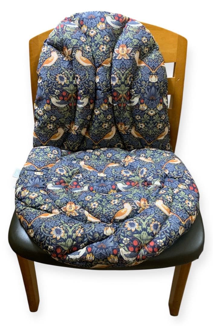 背当て付き椅子シートクッション 2個セット　ネイビー