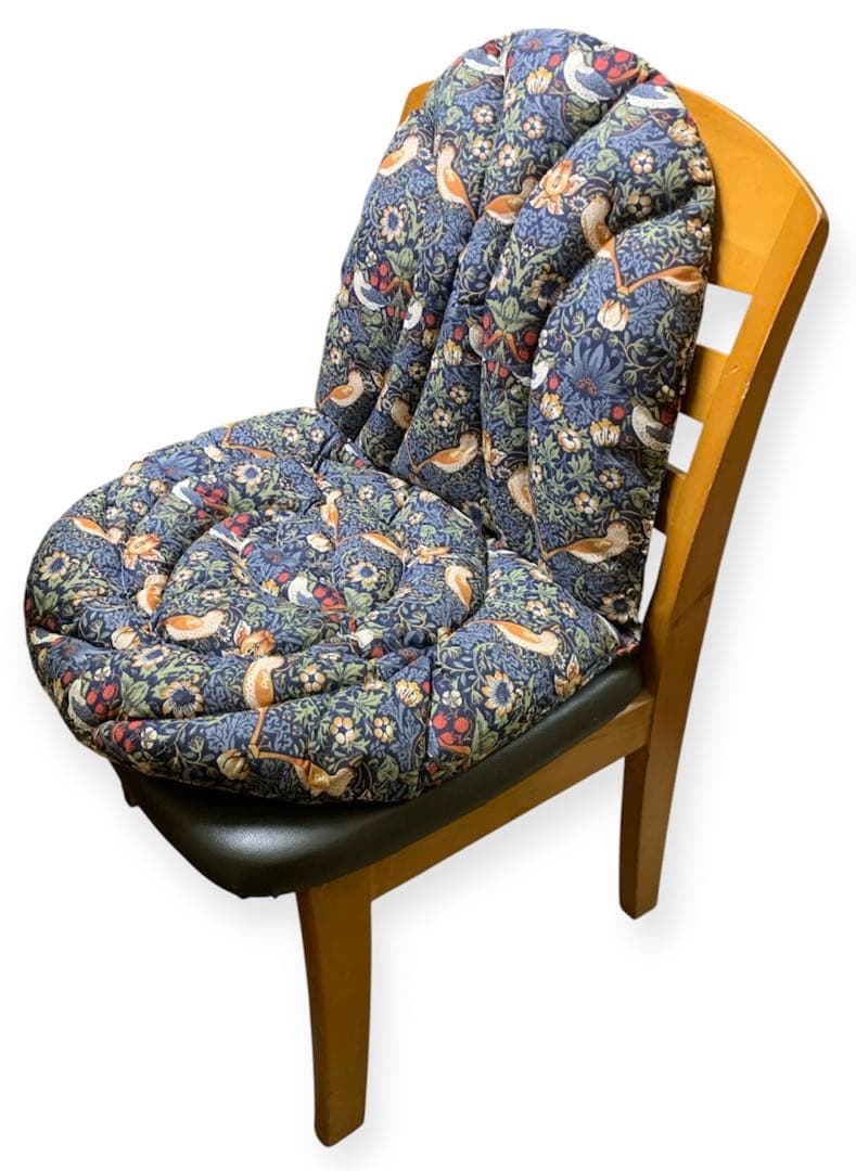 背当て付き椅子シートクッション 2個セット　ネイビー