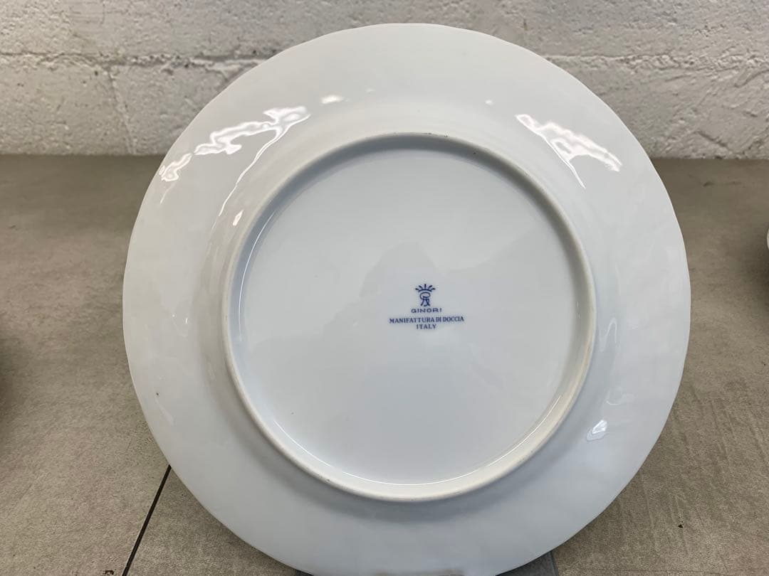 MN661★GINORI ジノリ 緑と赤の植物装飾の皿4枚セット 直径約25㎝