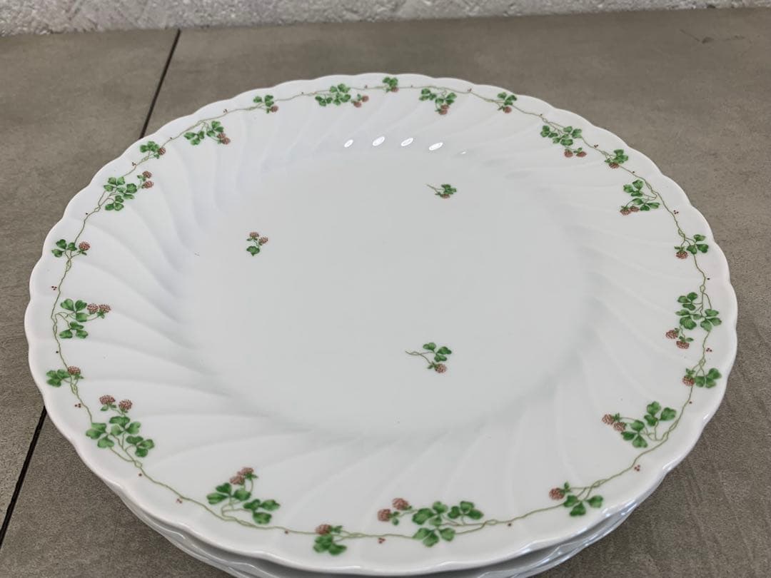 MN661★GINORI ジノリ 緑と赤の植物装飾の皿4枚セット 直径約25㎝