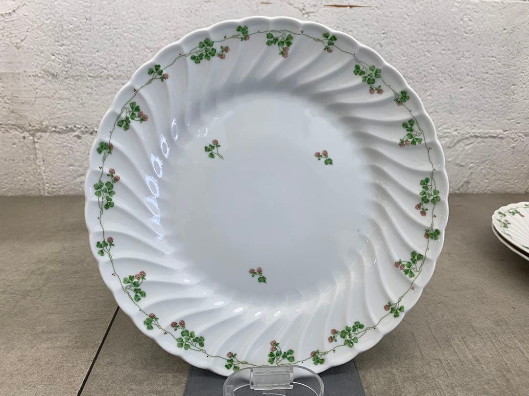 MN661★GINORI ジノリ 緑と赤の植物装飾の皿4枚セット 直径約25㎝