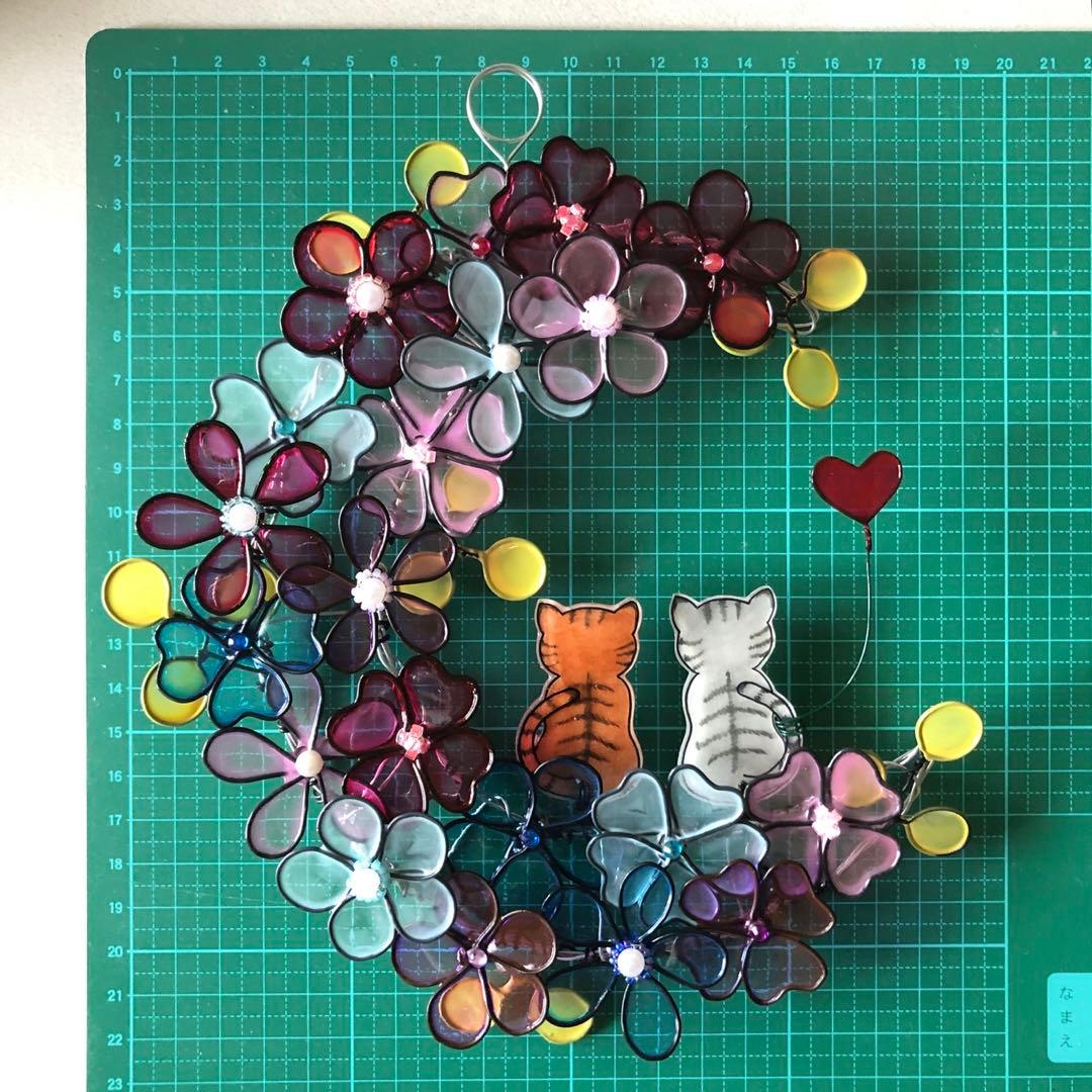 茉莉花　シマエナガとピンクのウェルカムリース　ワイヤークラフト