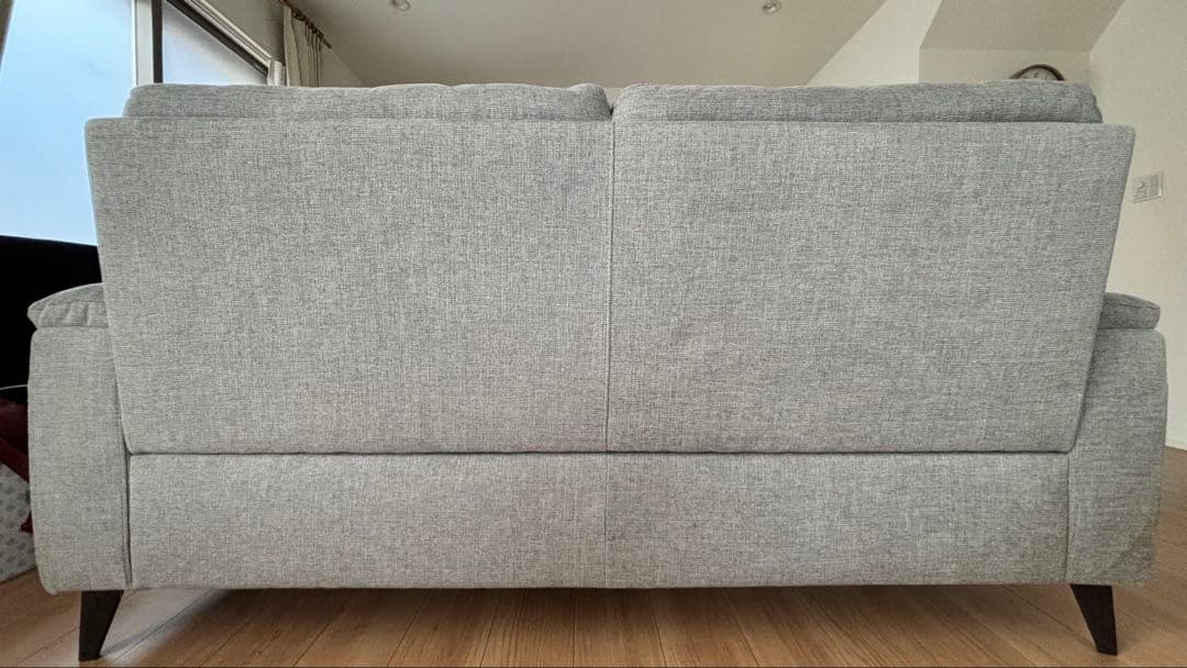 グレー 2人掛けソファ 背面ポケット付き