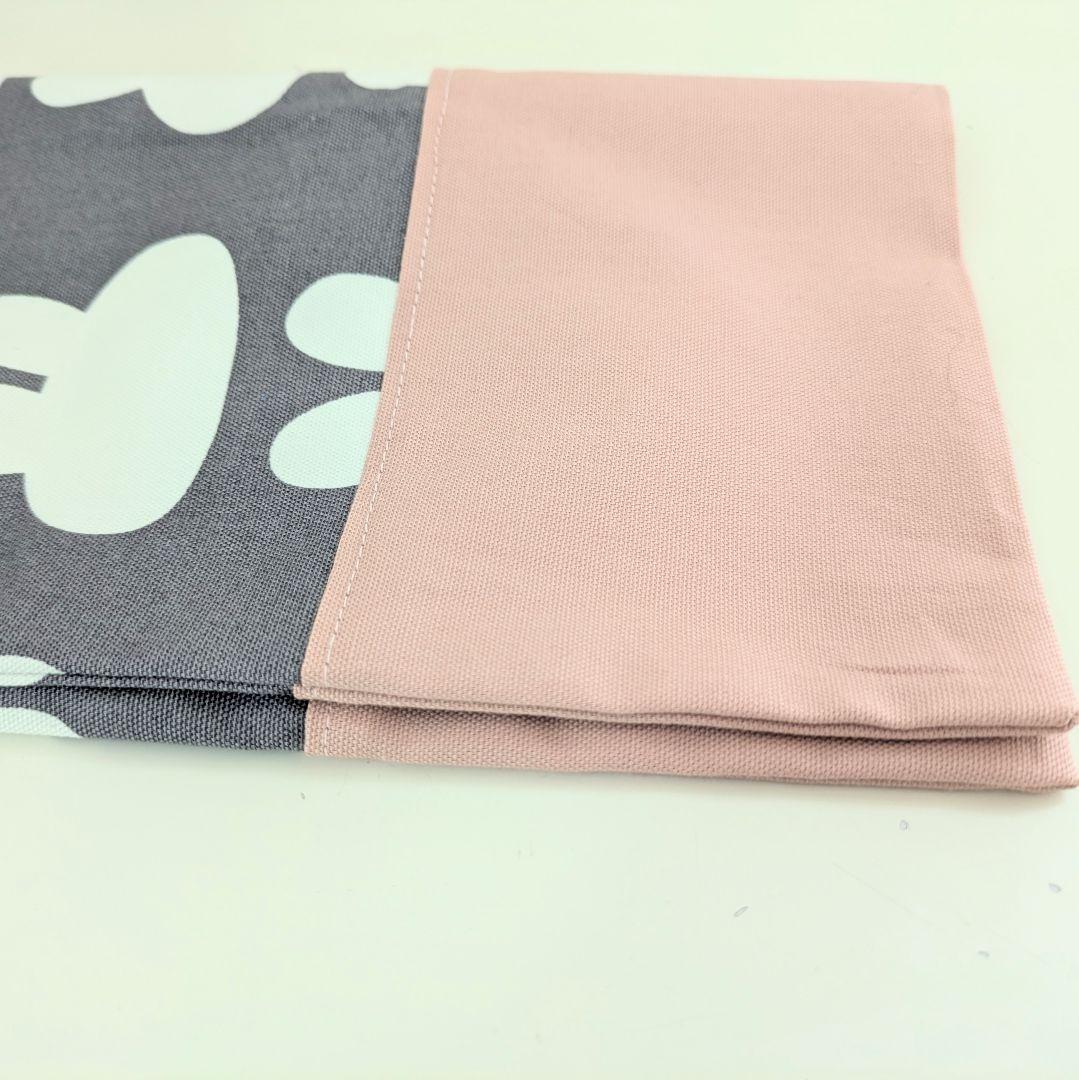 裏地キルティング大きめレッスンバッグ、上履き袋、体操着袋、巾着　うさぎ柄×ピンク