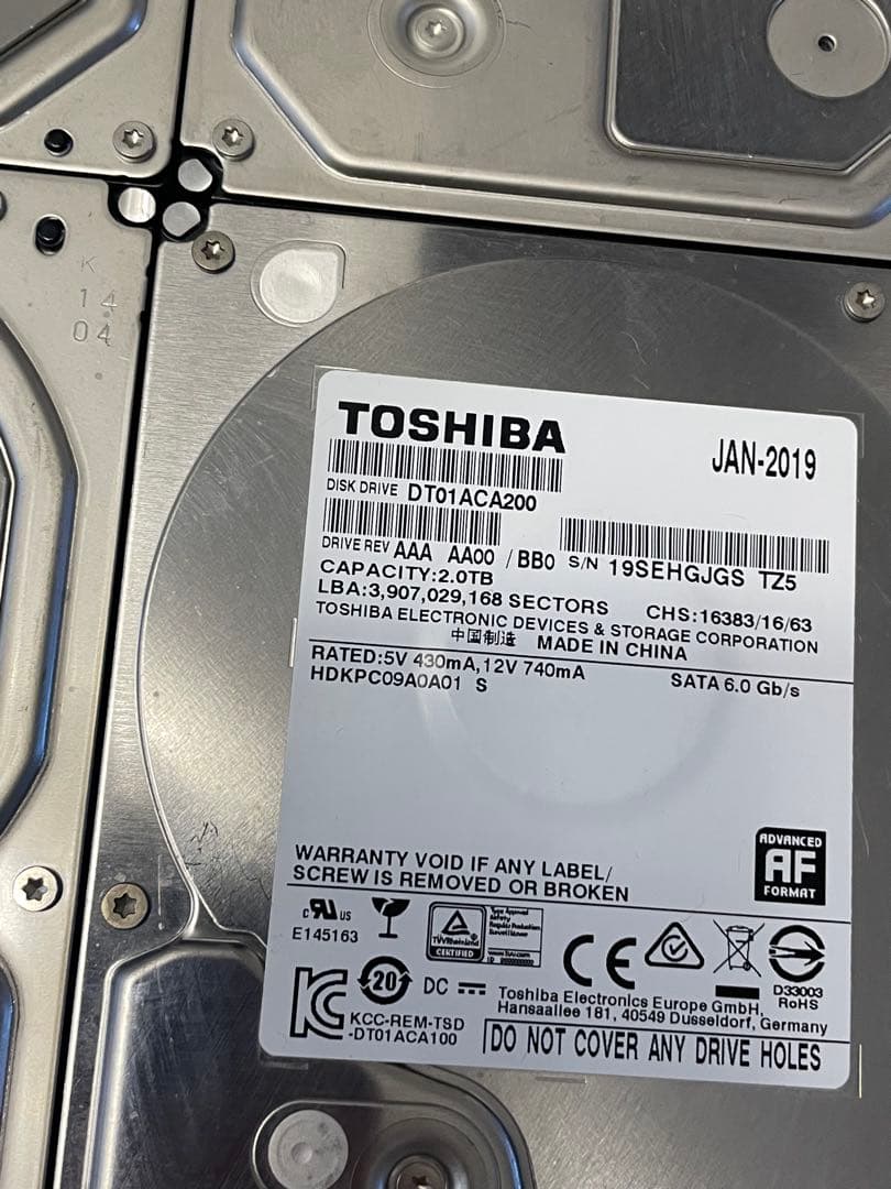 外付けハードディスク・ドライブ Toshiba DT01ACA200 6TBx2 4TBx12TBx1 18T