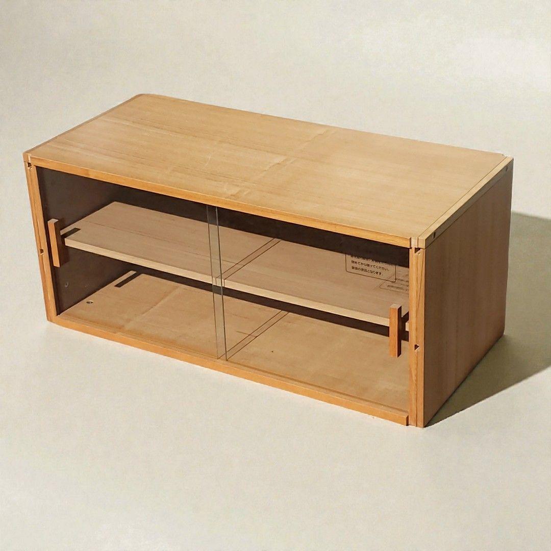 希少 無印良品 ユニットシェルフ用 ボックス ガラス扉 廃盤