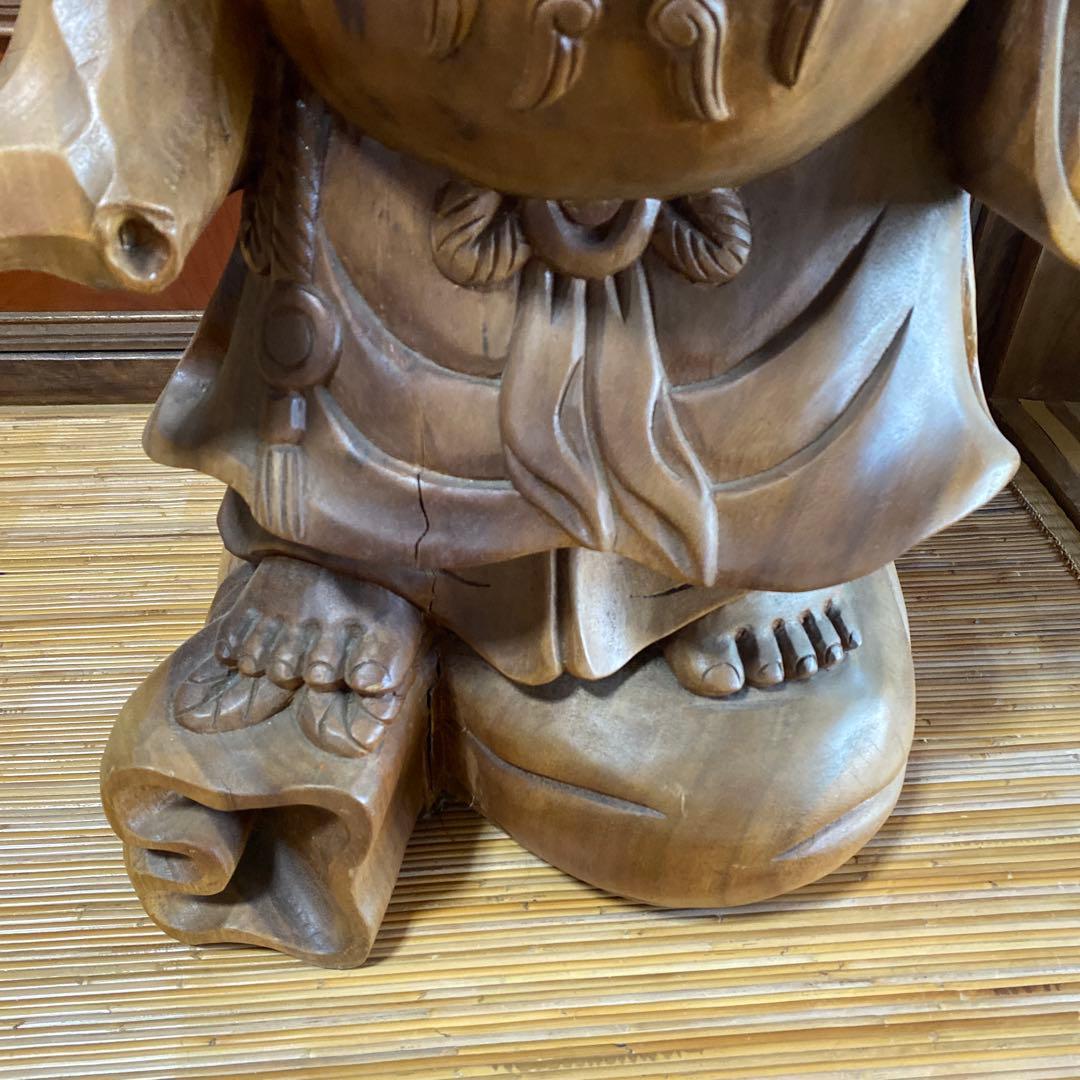 木製 笑顔の仏像 約77センチ