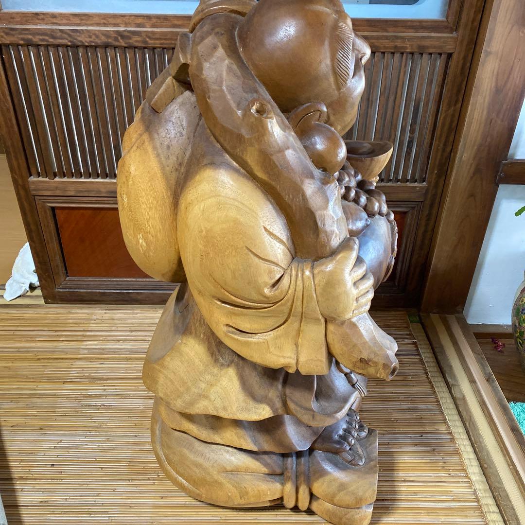 木製 笑顔の仏像 約77センチ
