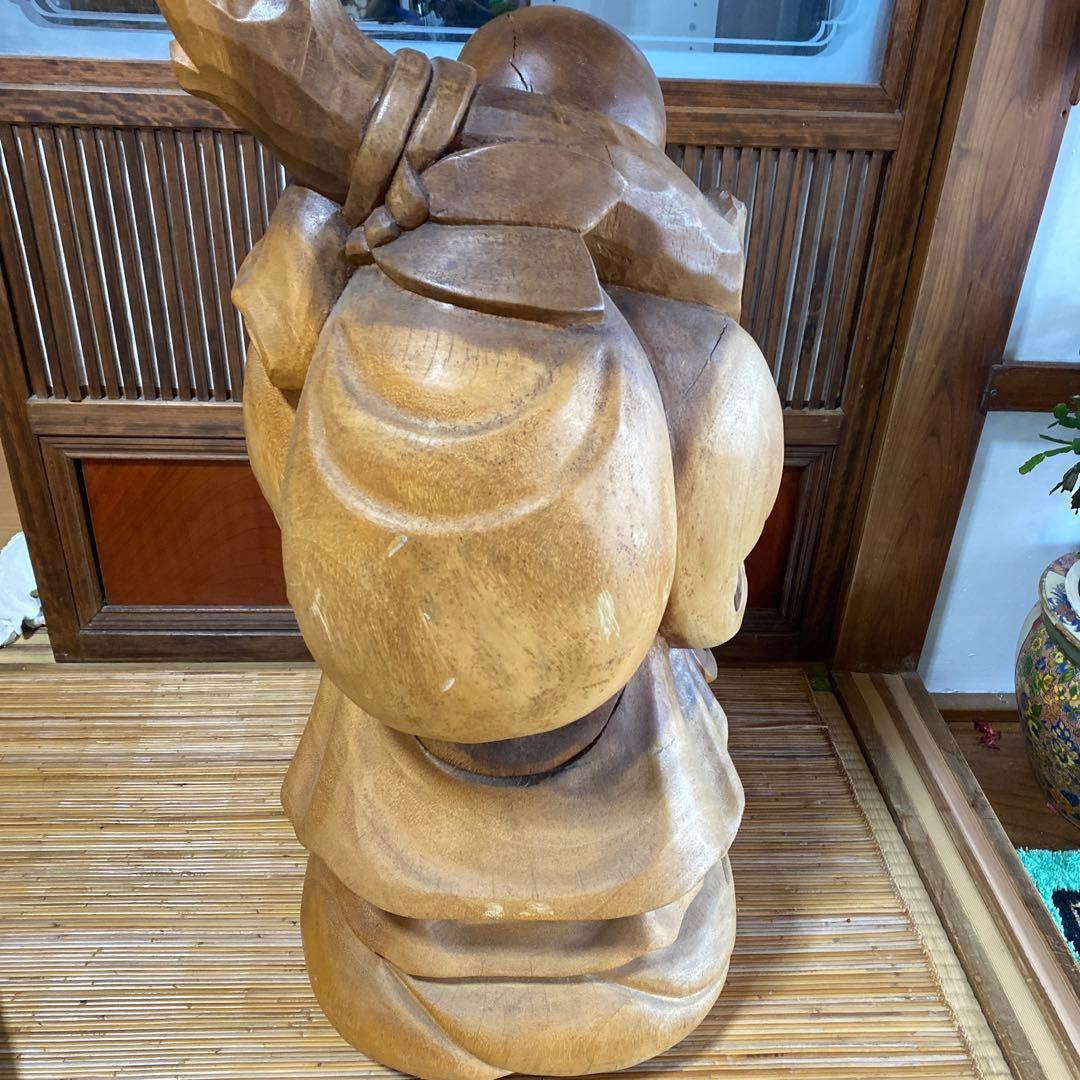 木製 笑顔の仏像 約77センチ