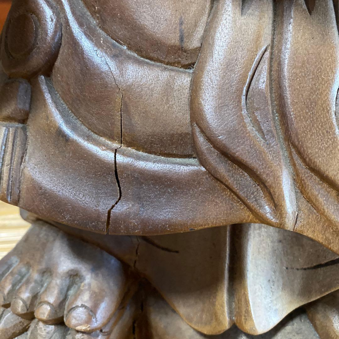 木製 笑顔の仏像 約77センチ