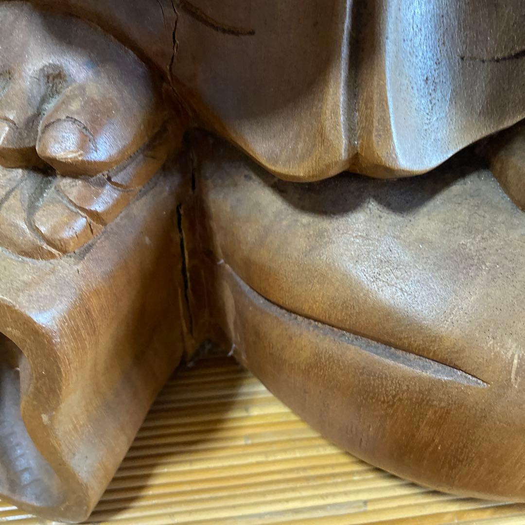 木製 笑顔の仏像 約77センチ