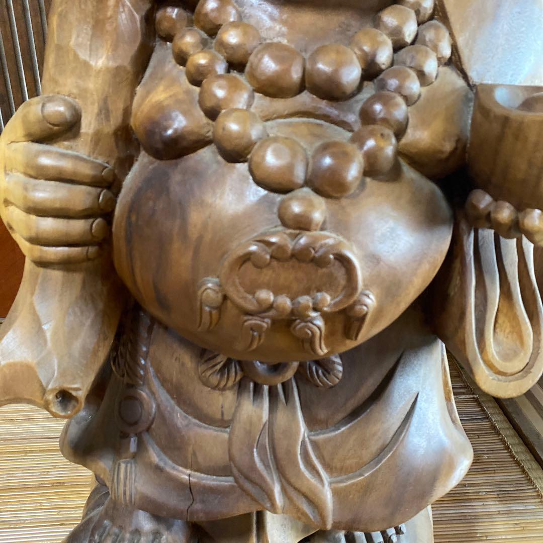 木製 笑顔の仏像 約77センチ