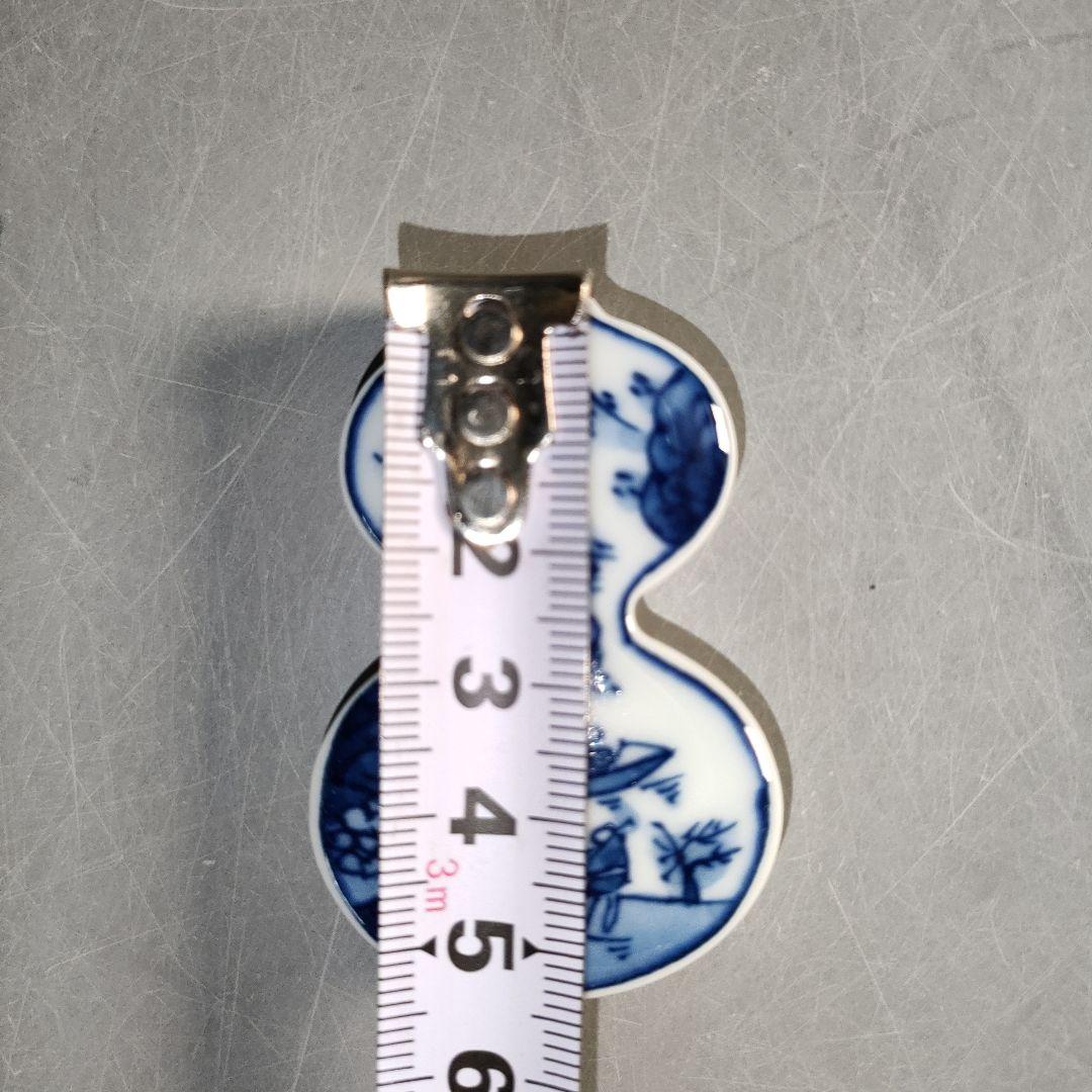 A1306-2/有田焼/源右衛門窯/染付山水人物図箸置5客/共箱/懐石道具/