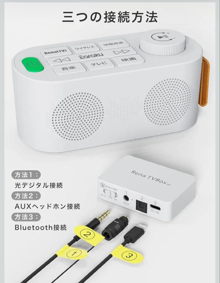 お手元テレビスピーカー　シンプル操作　トランスミッター送信機付　集音スピーカー