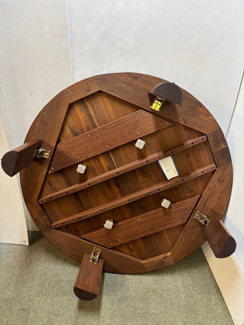 【リペア済み】　125折りたたみ丸テーブル　ちゃぶ台　丸座卓　円形ローテーブル