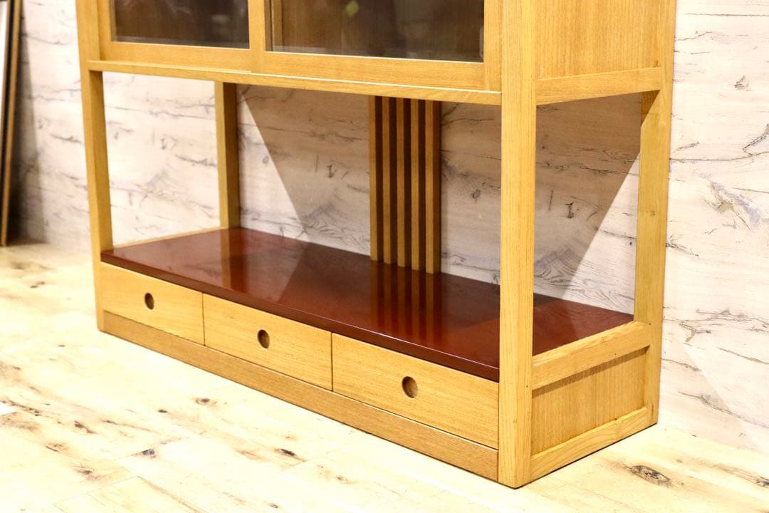 GMHS319○萩原家具 サイドボード リビングボード 茶棚 飾り棚 和モダン