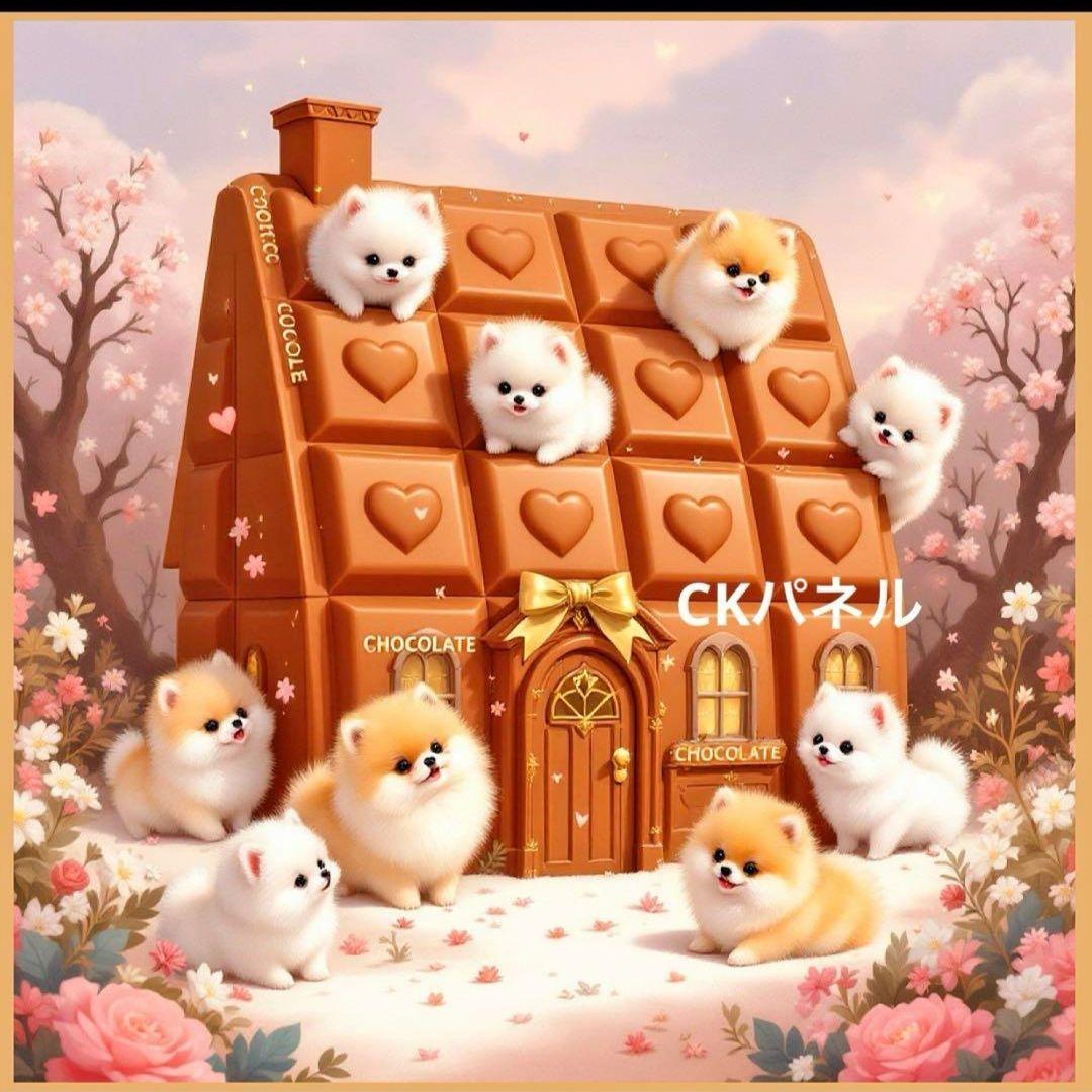 激レアチョコレートハウスポメラニアンパネル生地　ハンドメイド