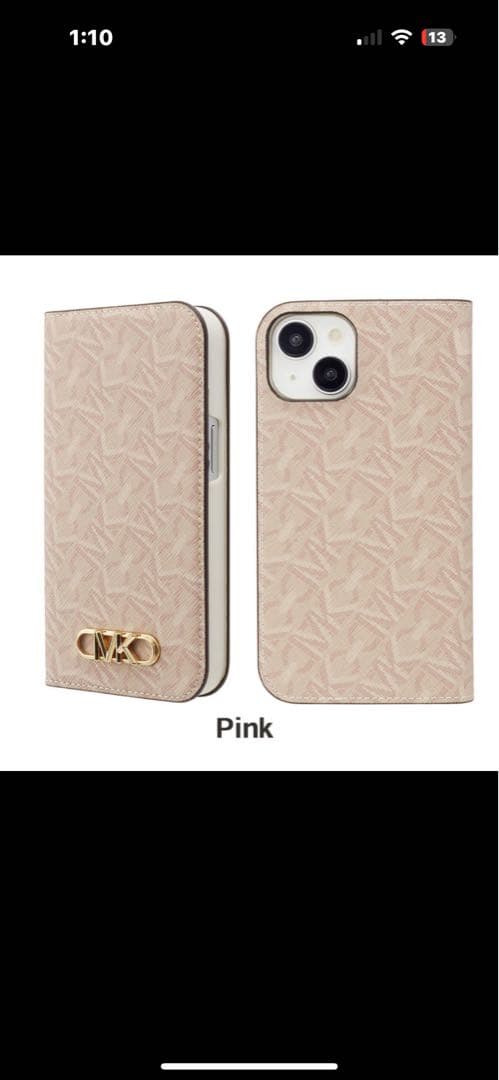 マイケルコース iPhone15 ケース ピンク