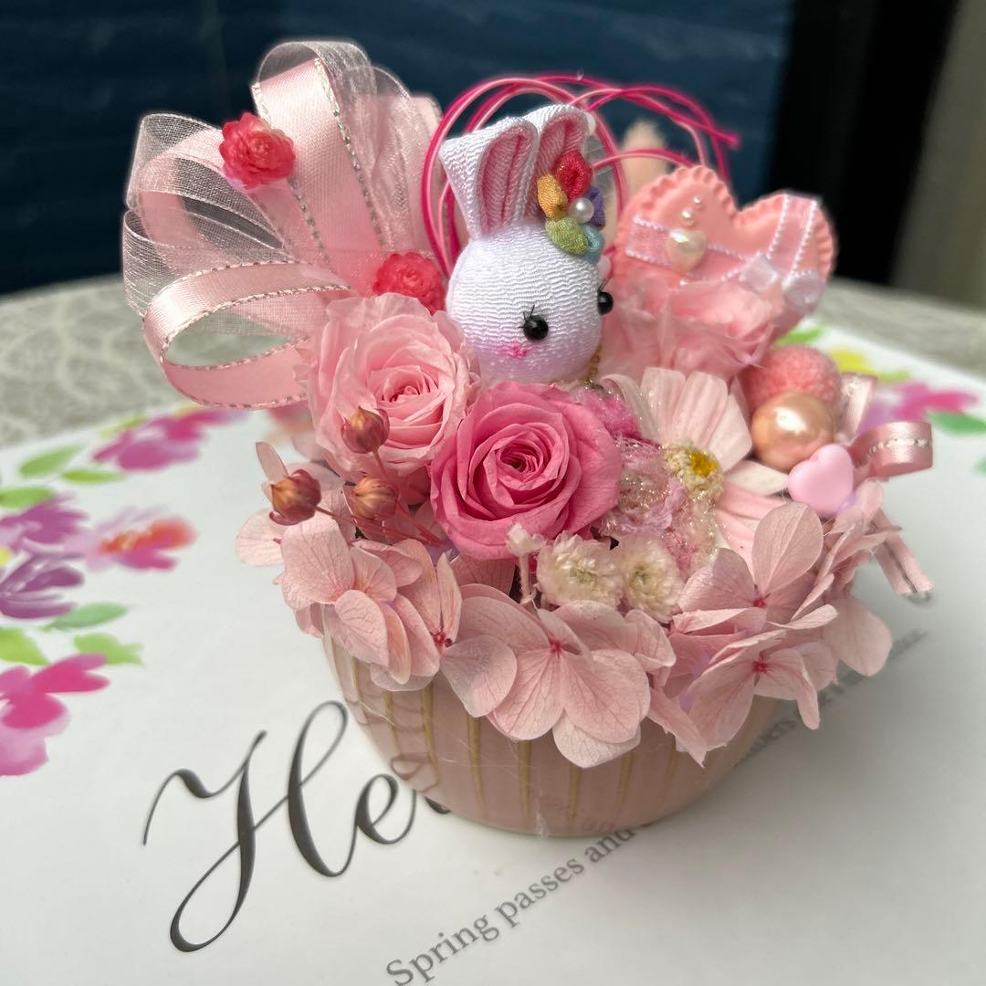 ROSE❣️ピンクピンクアレンジ❣️プリザーブドフラワー❣️ジニア、薔薇❁⃘*.゜