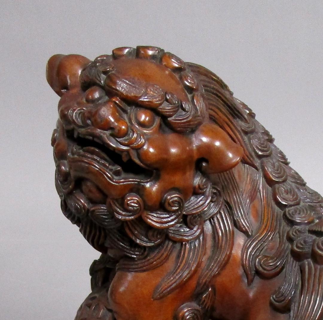 ビンテージ 木彫［玉持ち唐獅子］