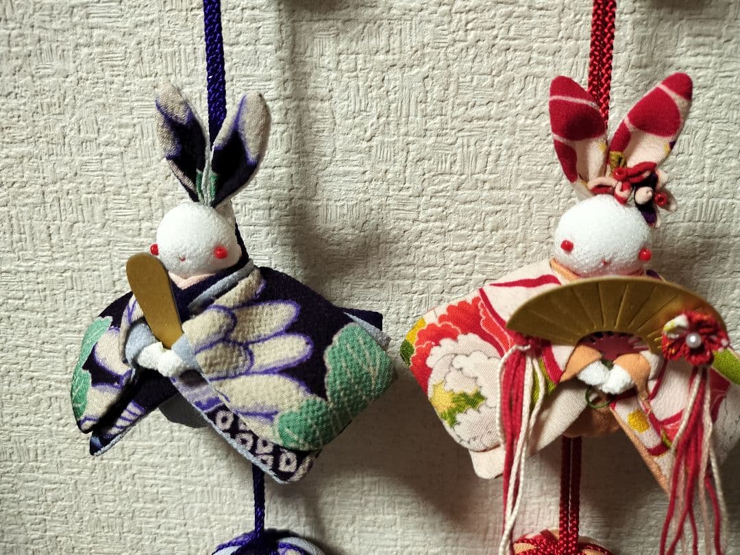 遊花ページ！ チビうさちゃんのお雛様吊るし飾り【５点】