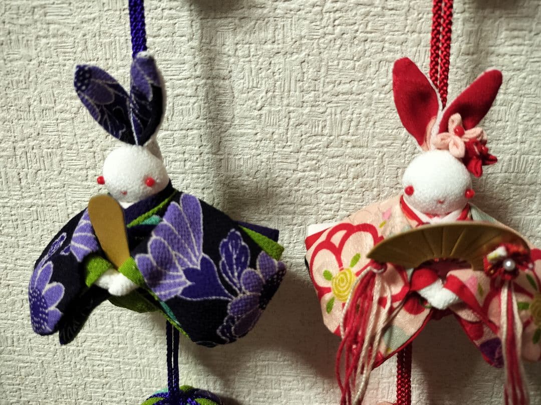 遊花ページ！ チビうさちゃんのお雛様吊るし飾り【５点】