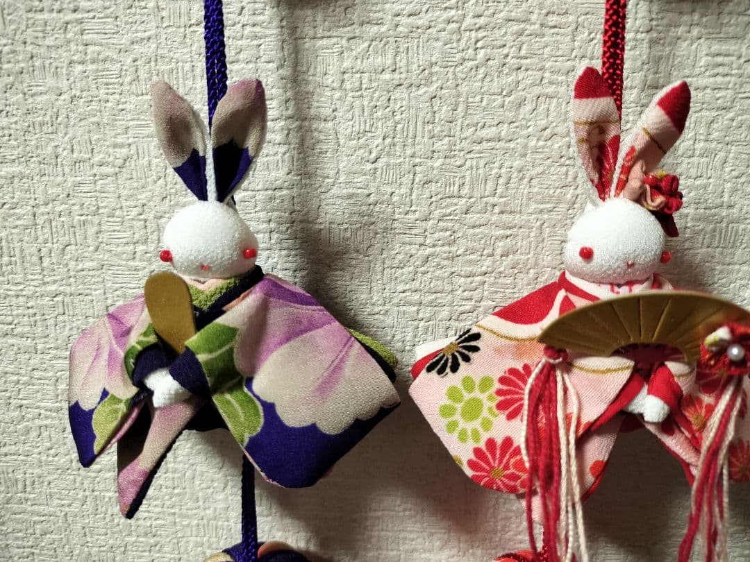 遊花ページ！ チビうさちゃんのお雛様吊るし飾り【５点】