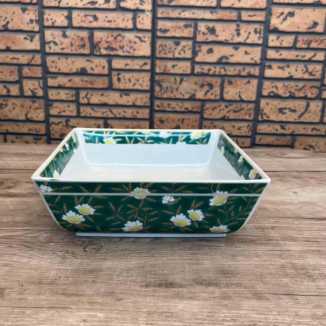 E-2 美濃焼 吾山窯 角鉢 3客セット 色絵 花鳥文 盛り鉢 盛付皿 和食器