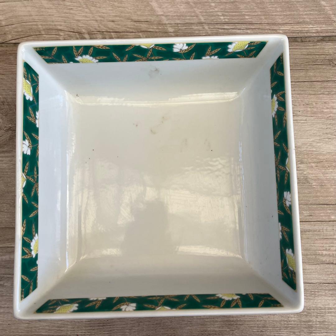 E-2 美濃焼 吾山窯 角鉢 3客セット 色絵 花鳥文 盛り鉢 盛付皿 和食器