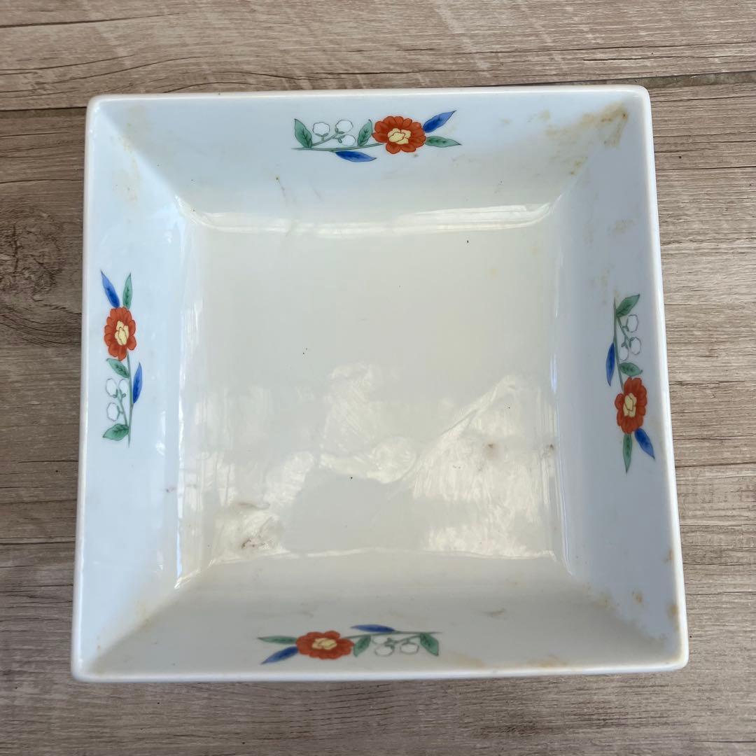 E-2 美濃焼 吾山窯 角鉢 3客セット 色絵 花鳥文 盛り鉢 盛付皿 和食器