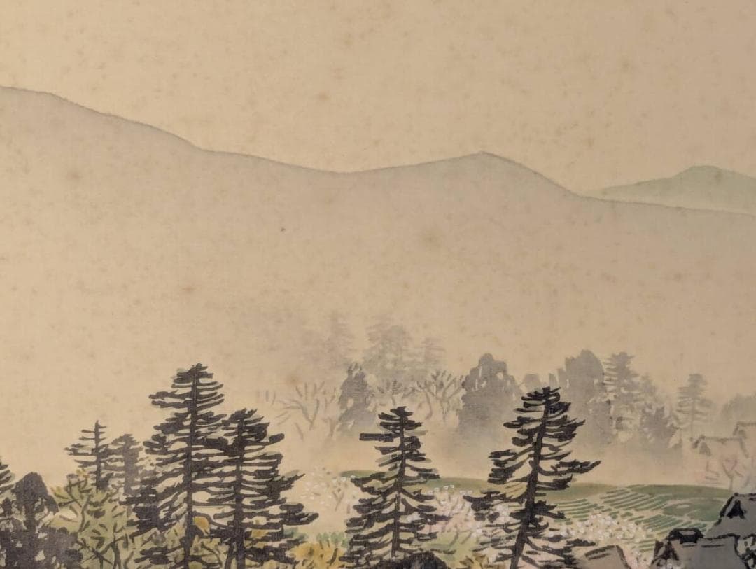 【模写】【複製】工芸画　川合玉堂　谿村春晴図　穏やかな季節の移ろい　Z182