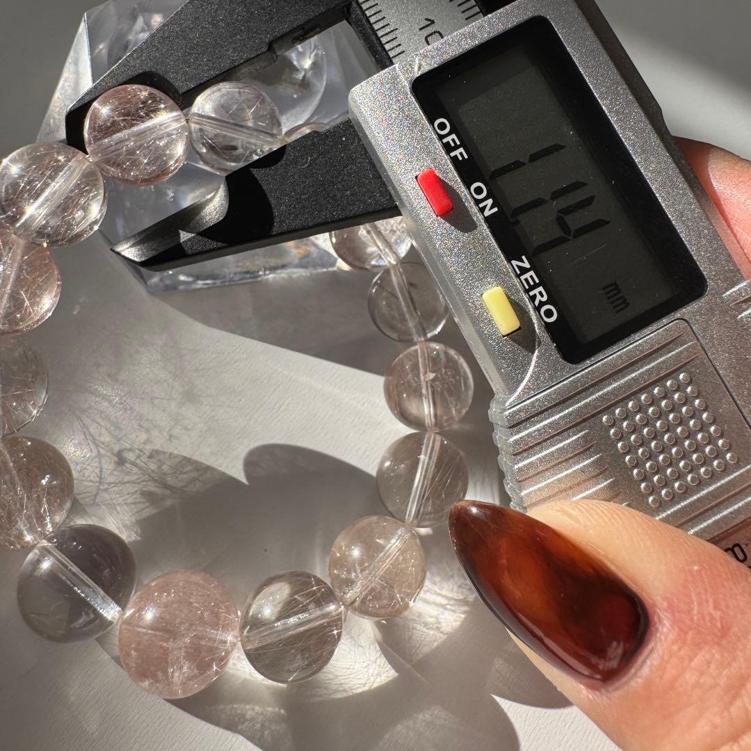 一点物　天然石　ハンドメイドブレス　ピンクサゲニティッククォーツ　ピンクサゲ　②