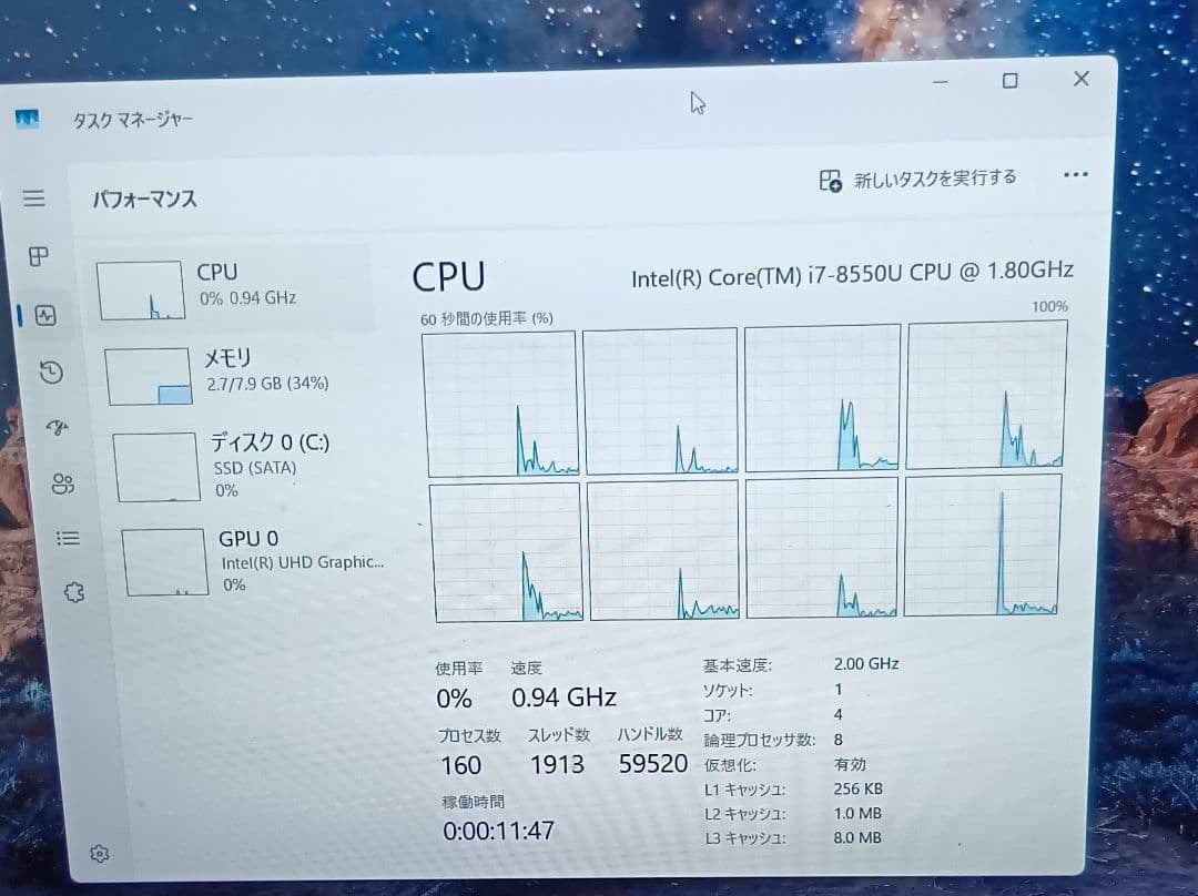 富士通ノートパソコン　AH53/B3　第8世代　core i7