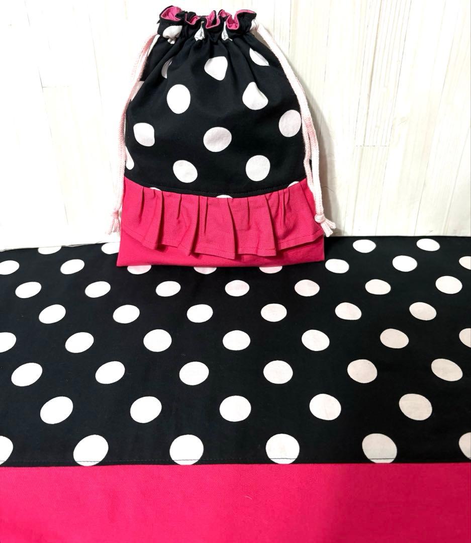 レッスンバッグ（帆布ドット）6点セット　ハンドメイド