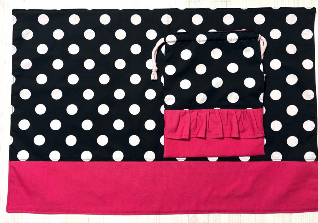 レッスンバッグ（帆布ドット）6点セット　ハンドメイド