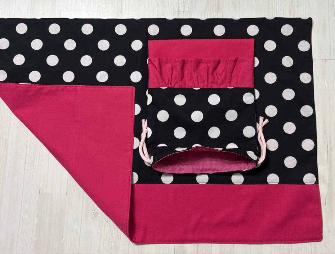 レッスンバッグ（帆布ドット）6点セット　ハンドメイド