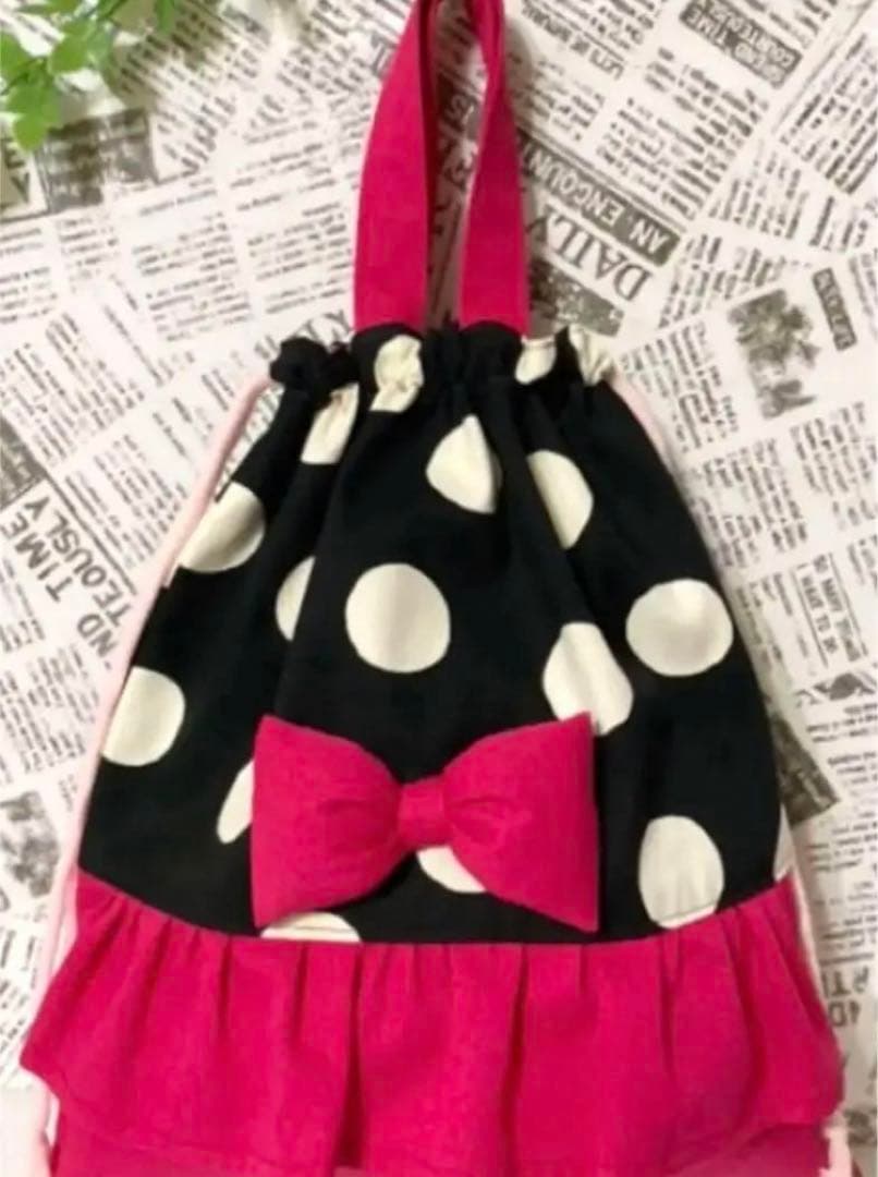 レッスンバッグ（帆布ドット）6点セット　ハンドメイド