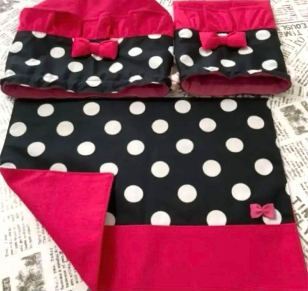 レッスンバッグ（帆布ドット）6点セット　ハンドメイド