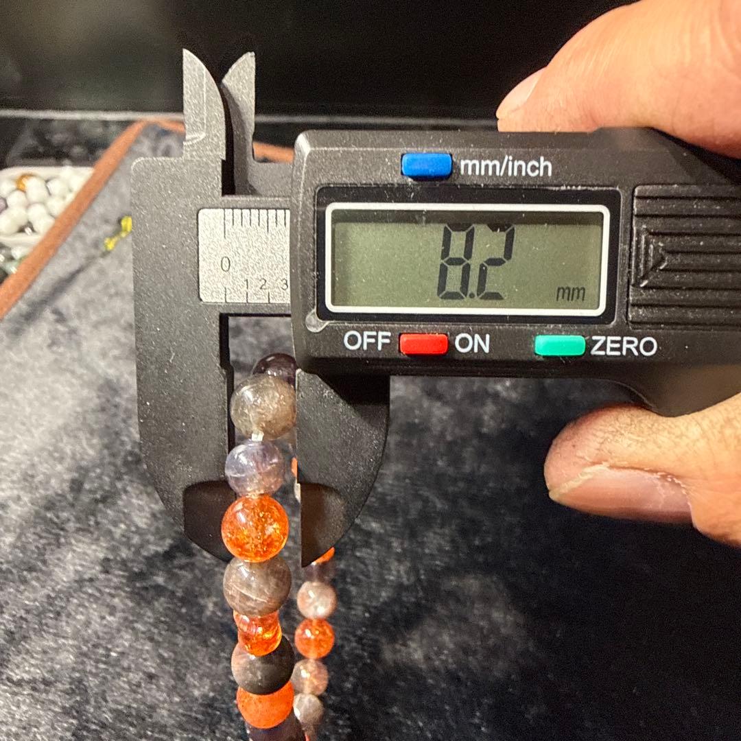 ハンドメイド グレーとオレンジのサンストーンブレスレット