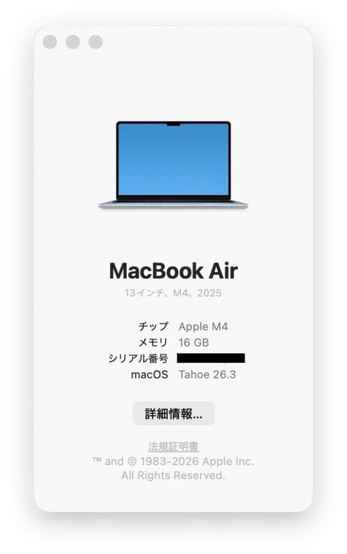 MacBook Air M4 16GB 512GB 13インチ スカイブルー