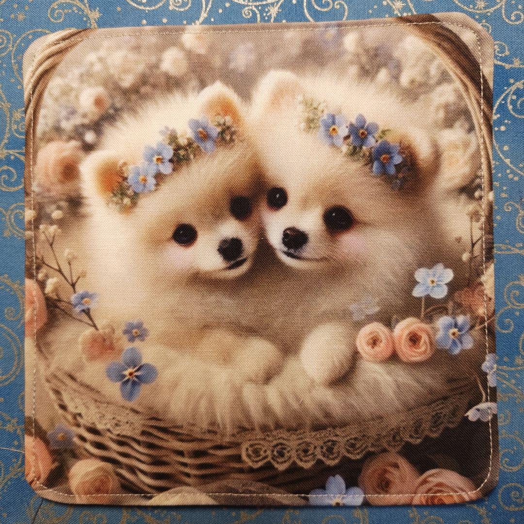 yourelia 　4重ハンカチ　ネコちゃん　ワンコさん柄　18枚