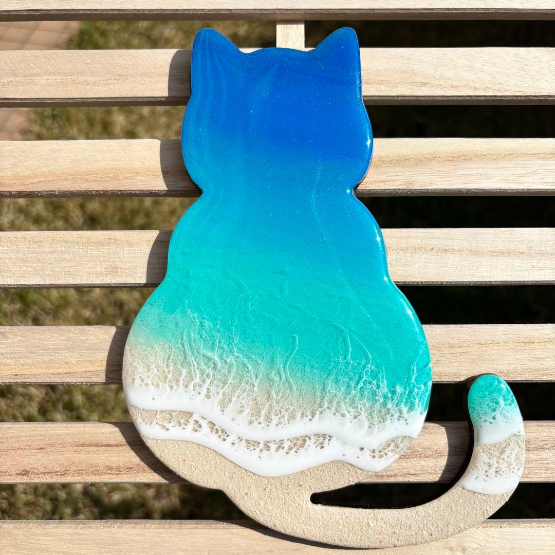 レジン　オーシャンアート　ねこパネル　海アート　No.1154