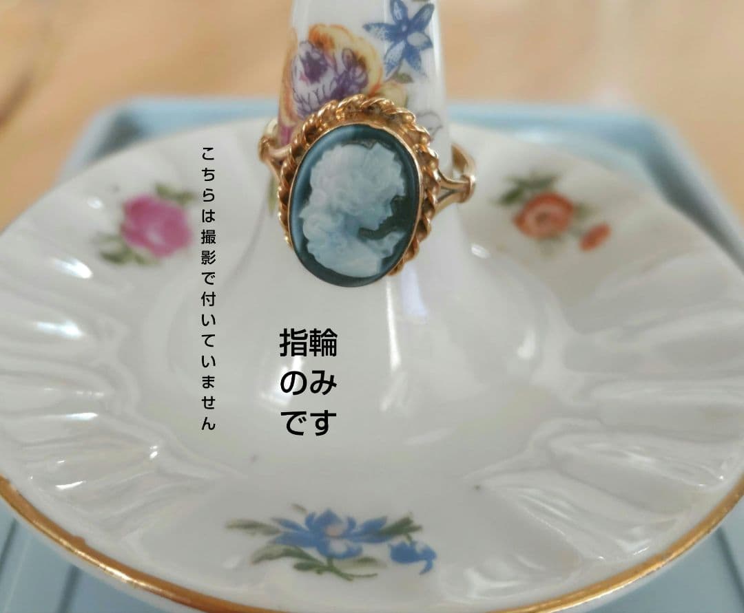 小さめ14Kメノカメオリング【 緑色】イタリア製