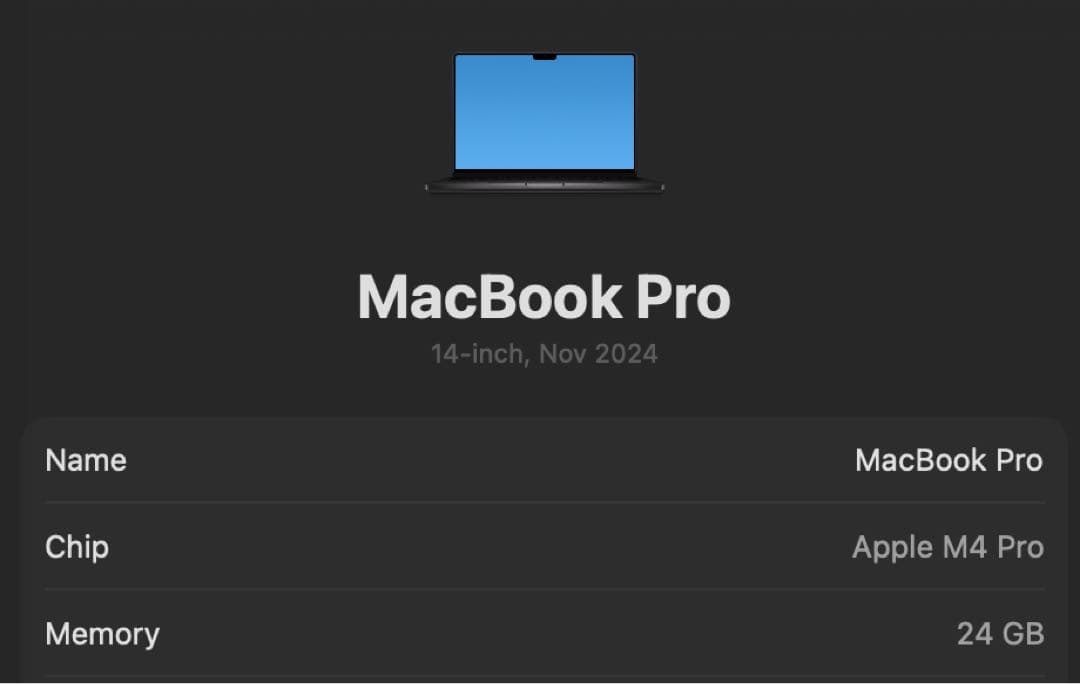 MacBook Pro 14インチ M4 Pro 24GB 512GB