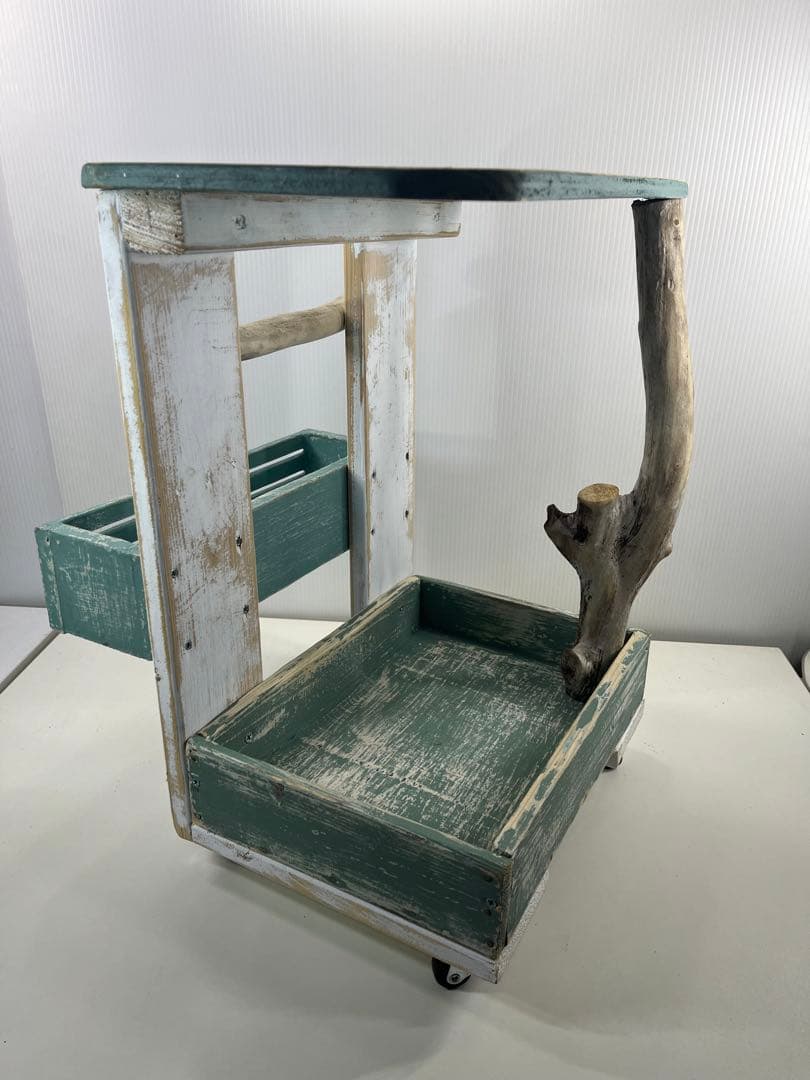 ③サイドテーブルワゴン 流木インテリア リメイク家具 DIY ハンドメイド