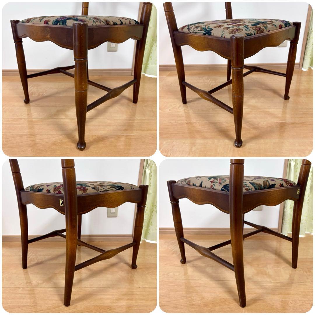 飛騨産業 キツツキ ダイニングチェア 木製チェア 花鳥柄 ラダーバックチェア