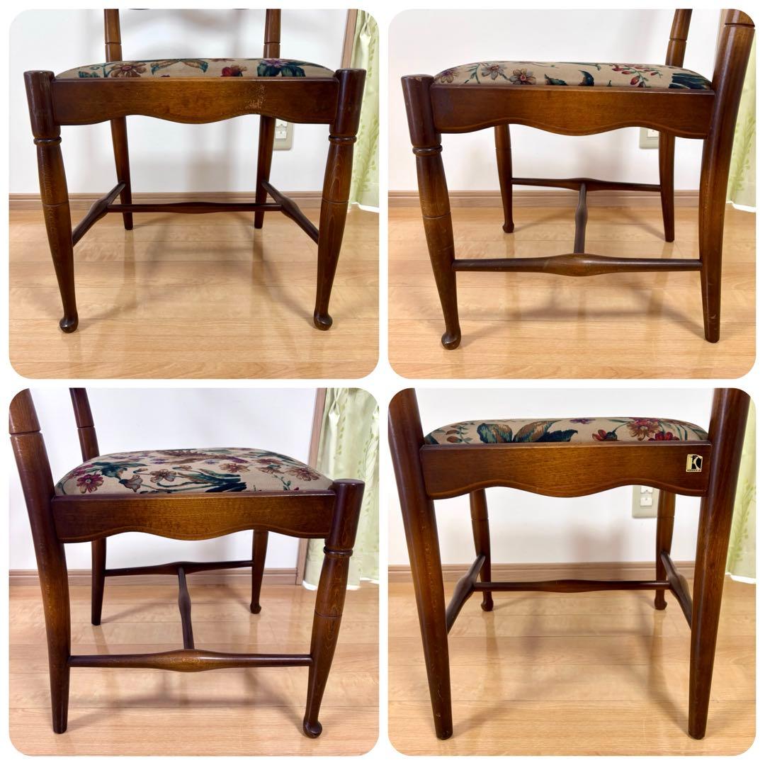 飛騨産業 キツツキ ダイニングチェア 木製チェア 花鳥柄 ラダーバックチェア