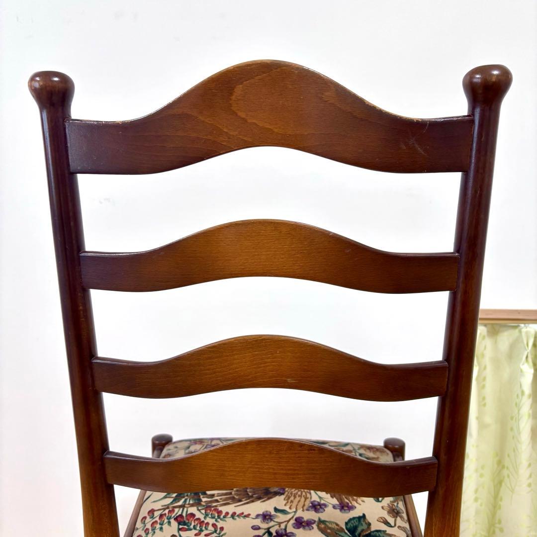 飛騨産業 キツツキ ダイニングチェア 木製チェア 花鳥柄 ラダーバックチェア