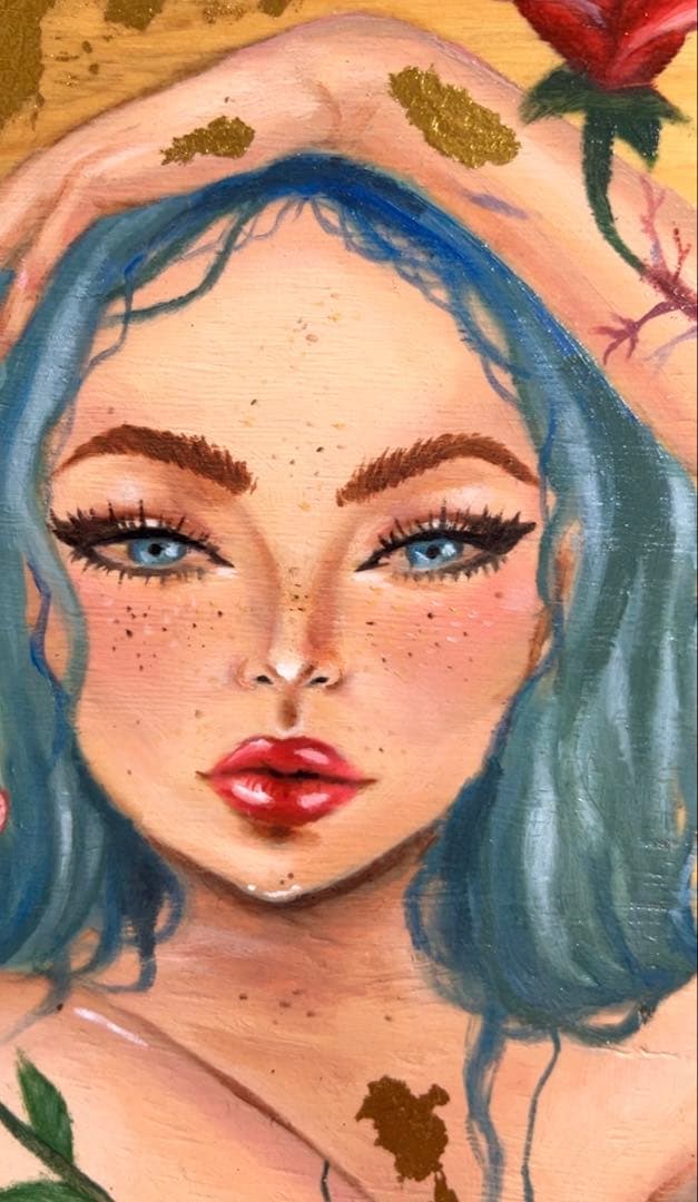 女神　幸運　油絵　スピリチュアルアート 原画　絵画　開運アート　開運絵画　金